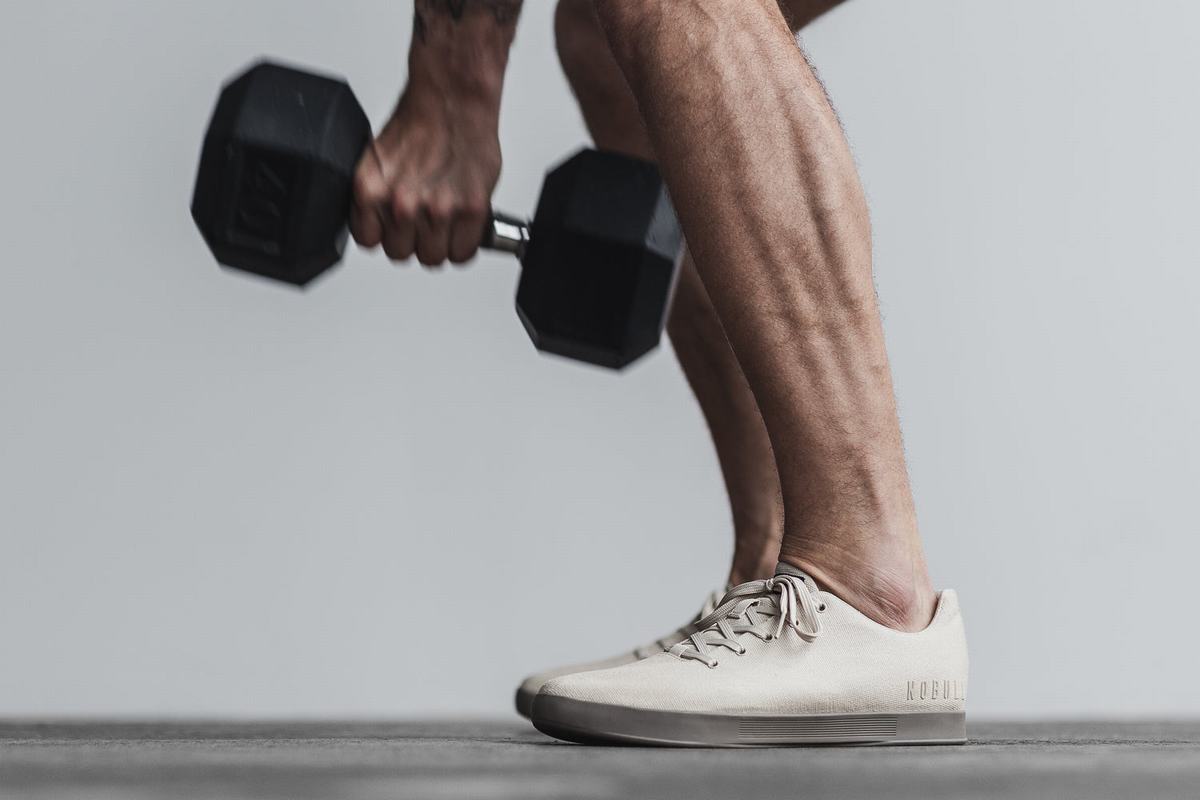 Nobull Canvas Men's Trainers Beige | Australia (NO7190)